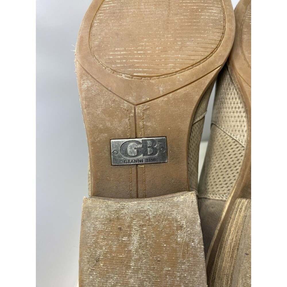 Gianni Bini Boots Womens 8M Tan Suede Leather Slip On Ankle Bootie w Buckles - Picture 8 of 11